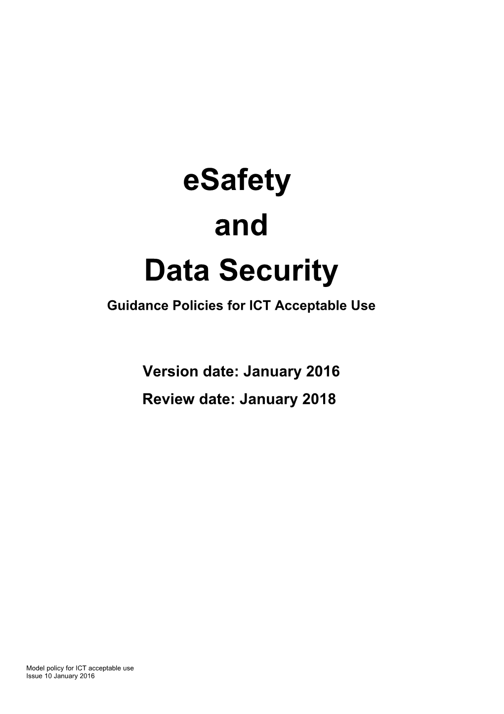 Esafety and Data Security Guidance Policies for ICT Acceptable Use s1