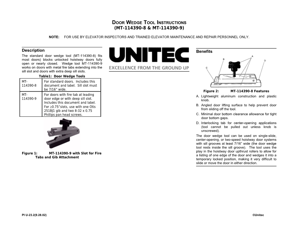 Door Wedge Tool Instructions