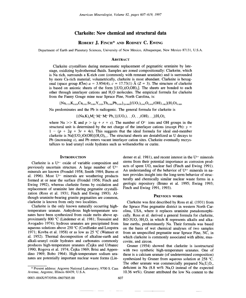 Clarkeite: New Chemical and Structural Data