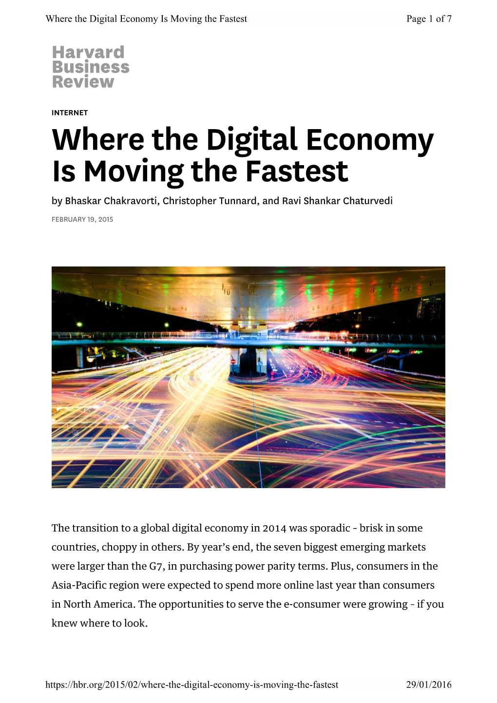 Where the Digital Economy Is Moving the Fastest Page 1 of 7
