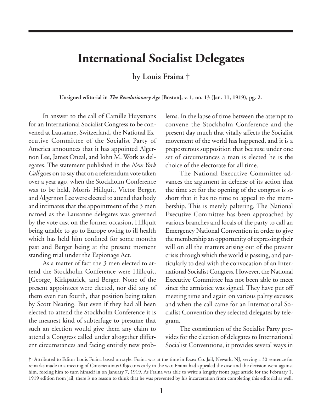 International Socialist Delegates [Jan