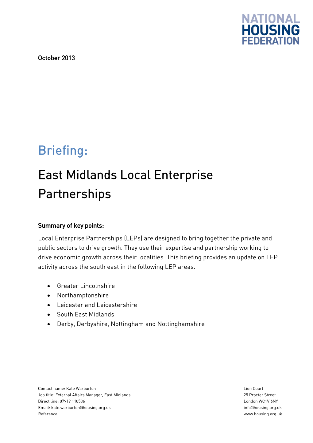 Briefing: East Midlands Local Enterprise Partnerships
