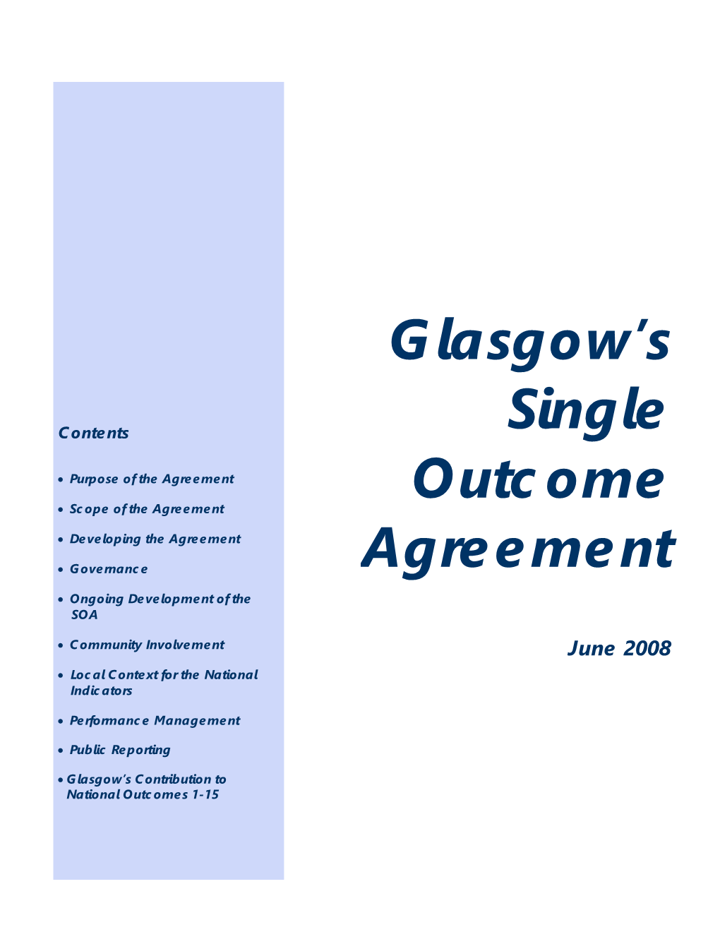 Glasgow's Single Outcome Agreement