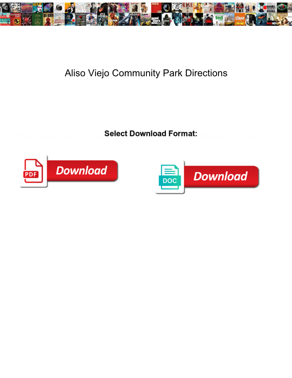 Aliso Viejo Community Park Directions