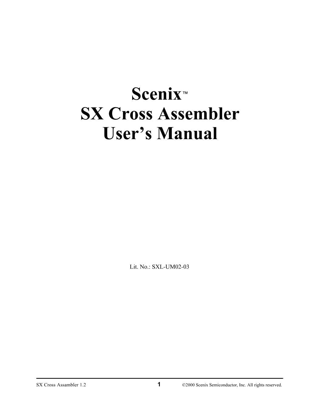 Scenix™ SX Cross Assembler User's Manual