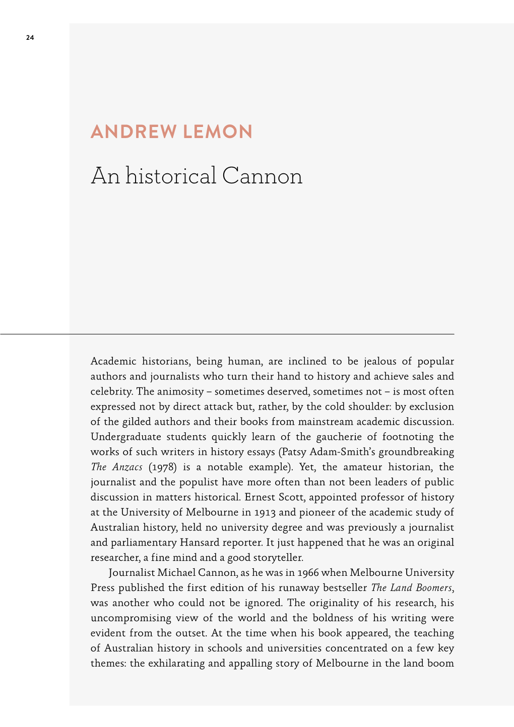 Andrew Lemon – an Historical Cannon