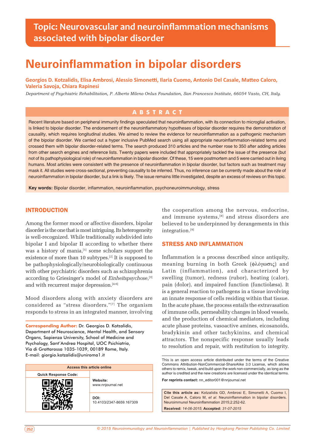 Neuroinflammation in Bipolar Disorders