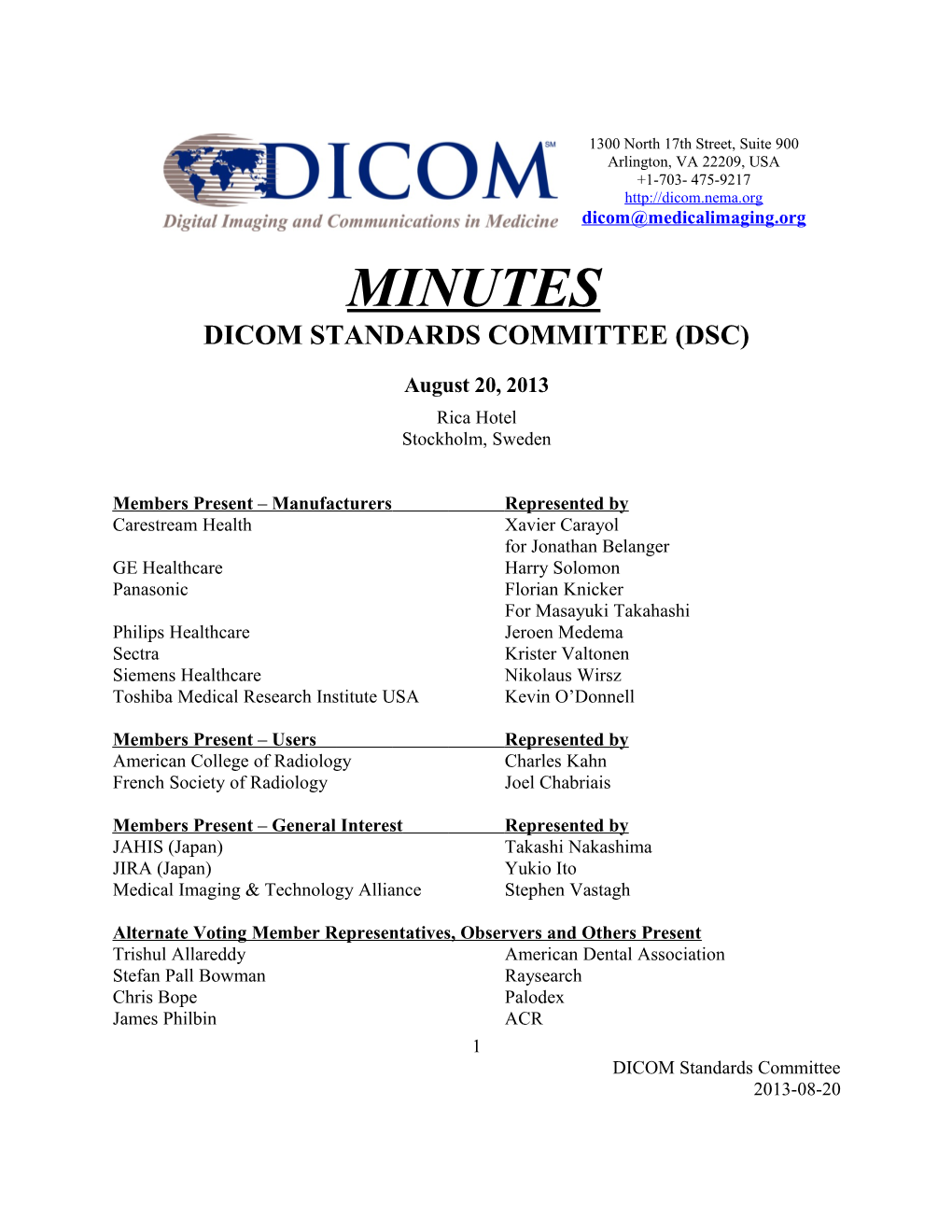 Dicom Standards Committee (Dsc)