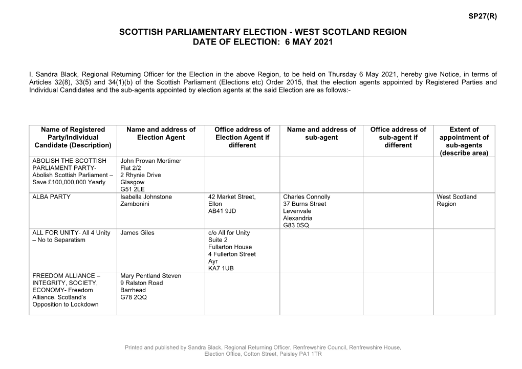 West Scotland Region Notice