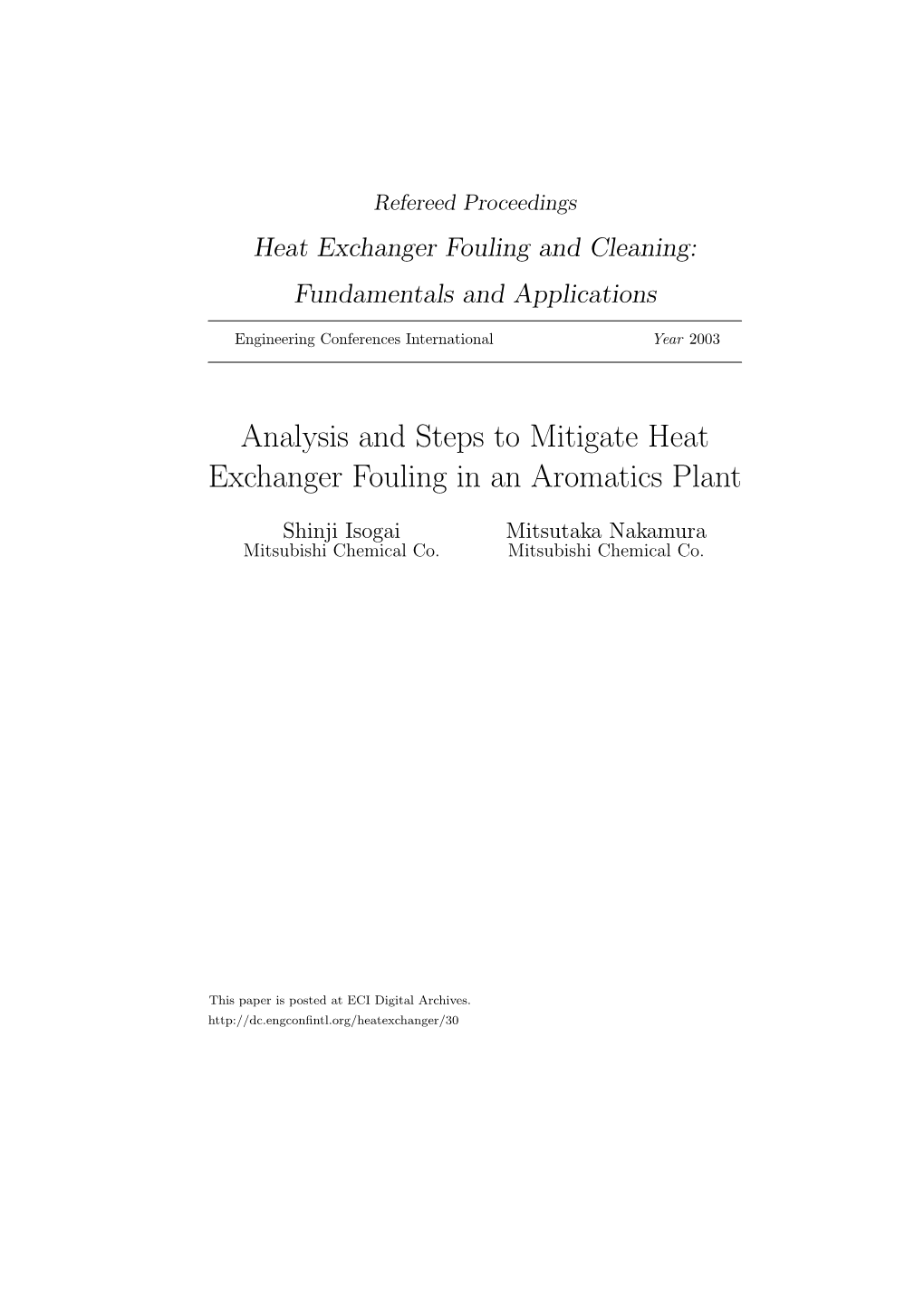 Analysis and Steps to Mitigate Heat Exchanger Fouling in an Aromatics Plant