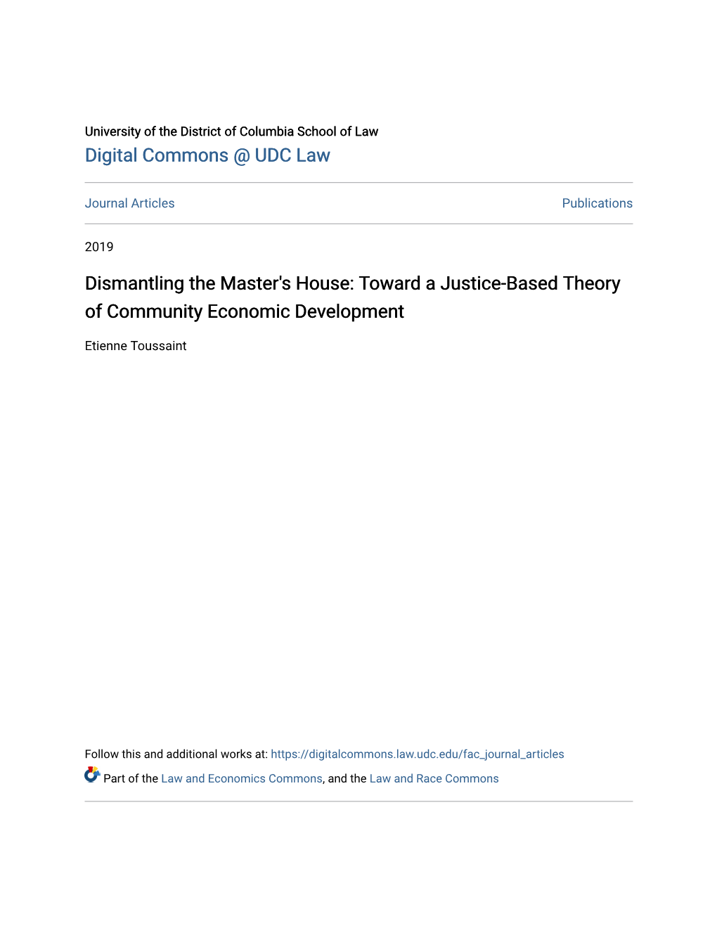 Toward a Justice-Based Theory of Community Economic Development