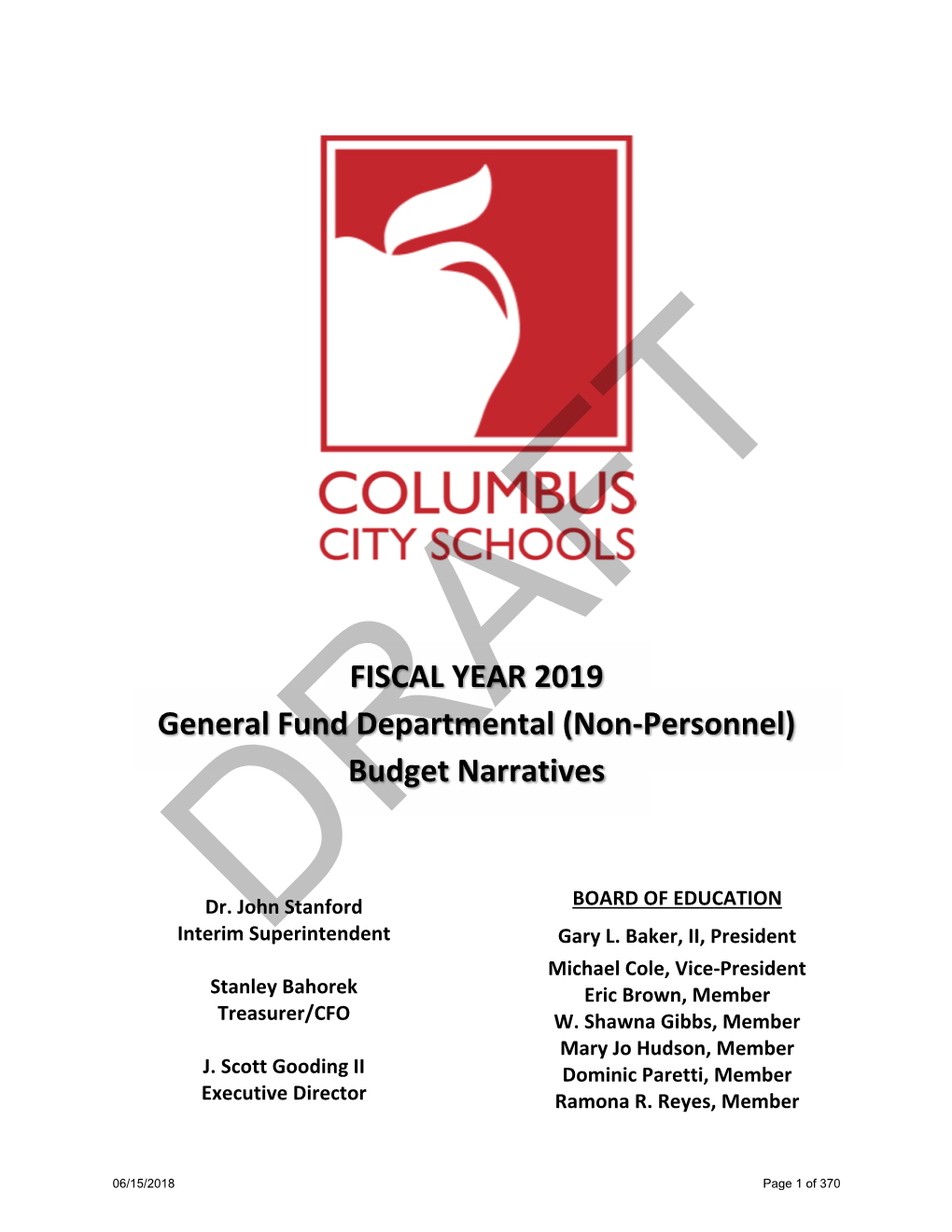 FISCAL YEAR 2019 General Fund Departmental (Non-Personnel