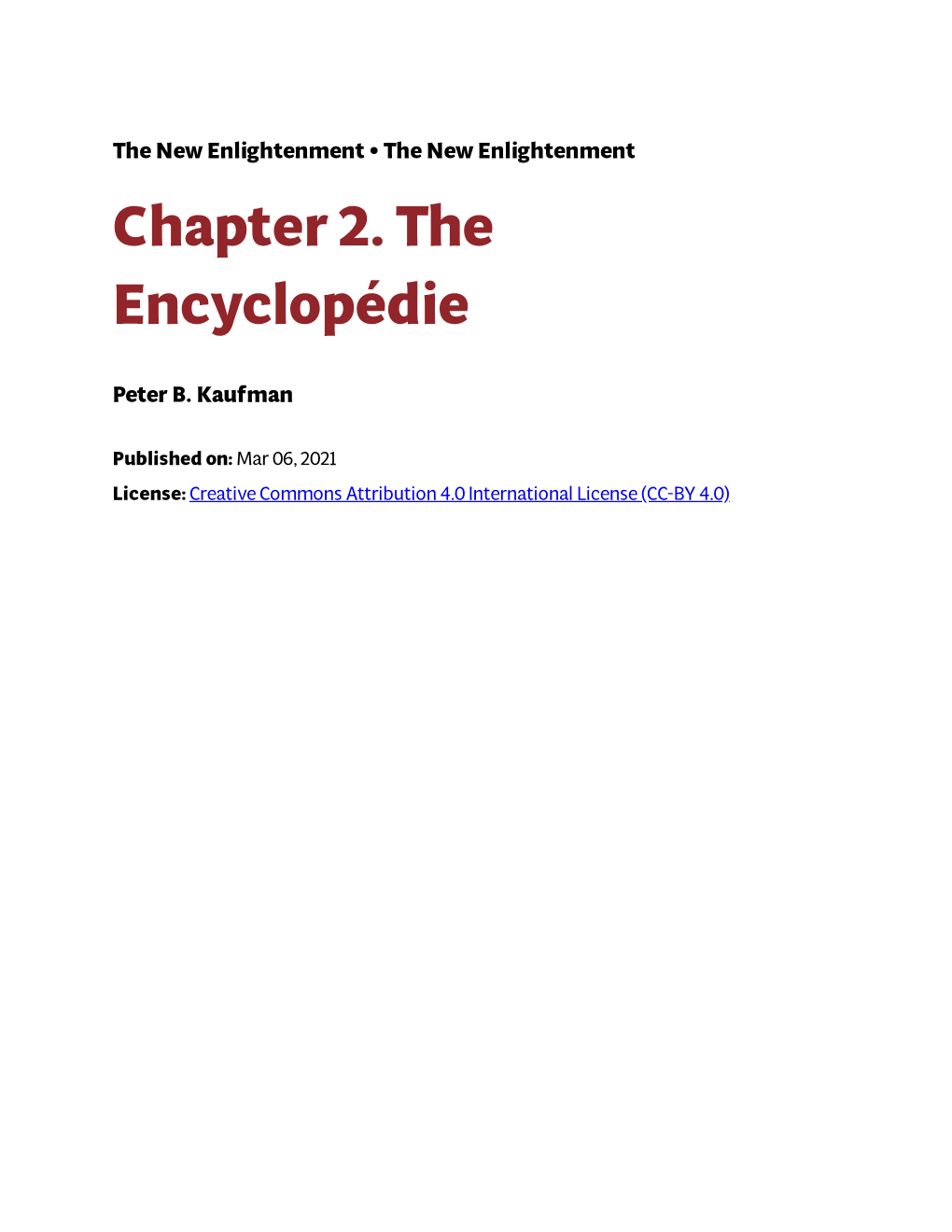 Chapter 2. the Encyclopédie