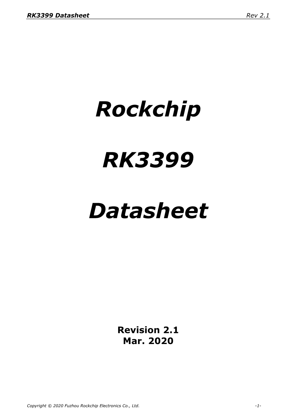 Rockchip RK3399 Datasheet