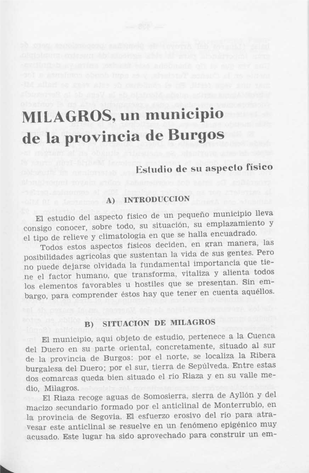 MILAGROS. Un Municipio De La Provincia De Burgos