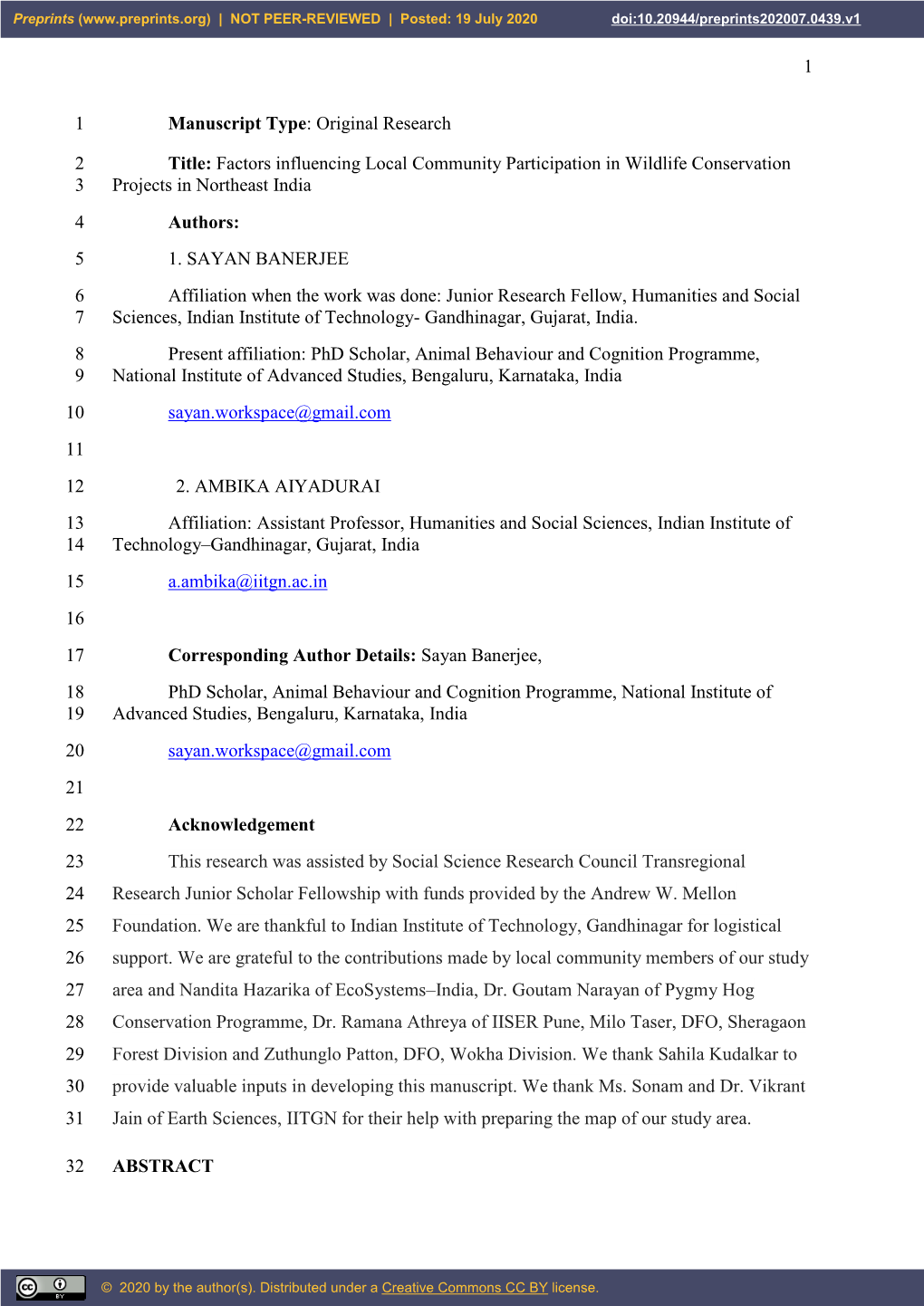 1 Manuscript Type: Original Research 1 Title: Factors Influencing Local