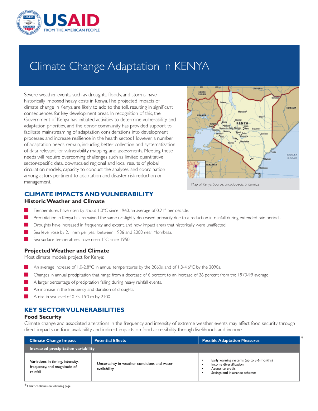 Climate Change Adaptation in KENYA Climateoctober 2011 Change Adaptation in KENYA