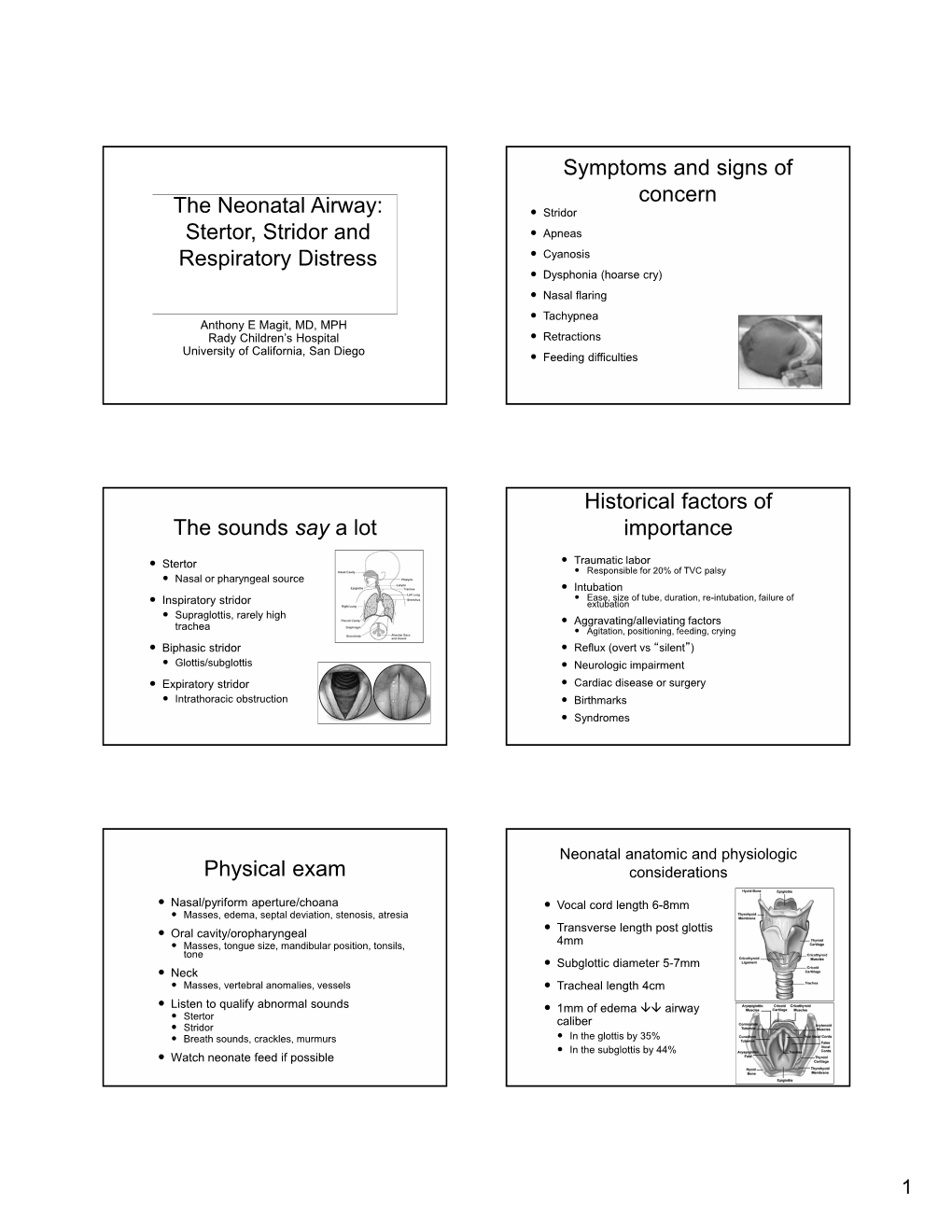 The Neonatal Airway: Stertor, Stridor and Respiratory Distress Symptoms