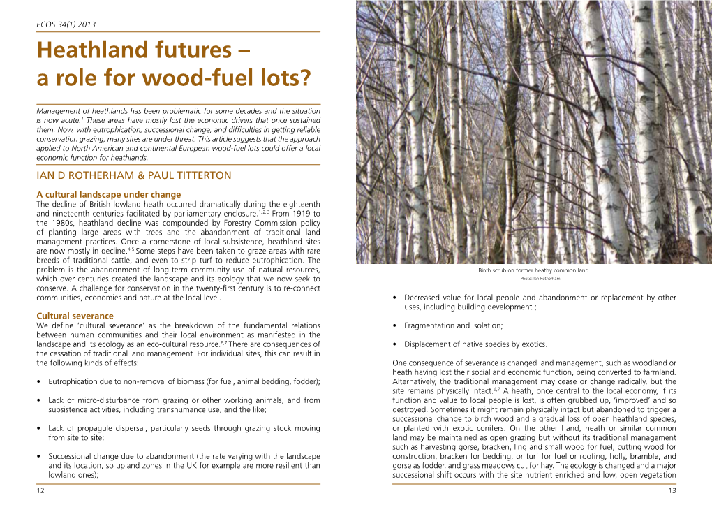 Heathland Futures – a Role for Wood-Fuel Lots?