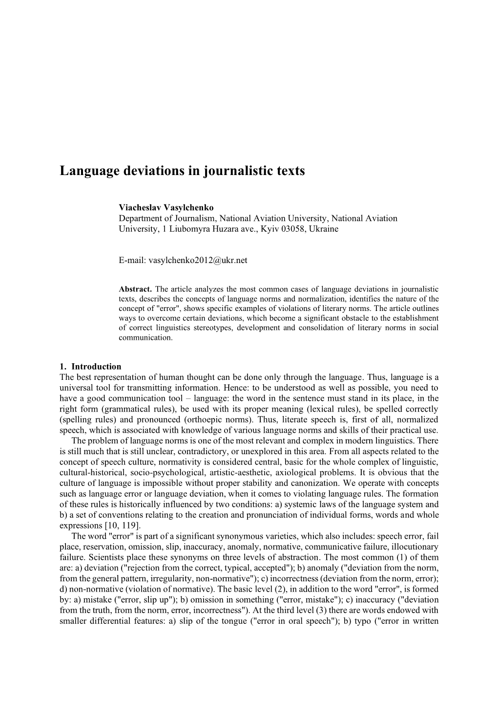 Language Deviations in Journalistic Texts