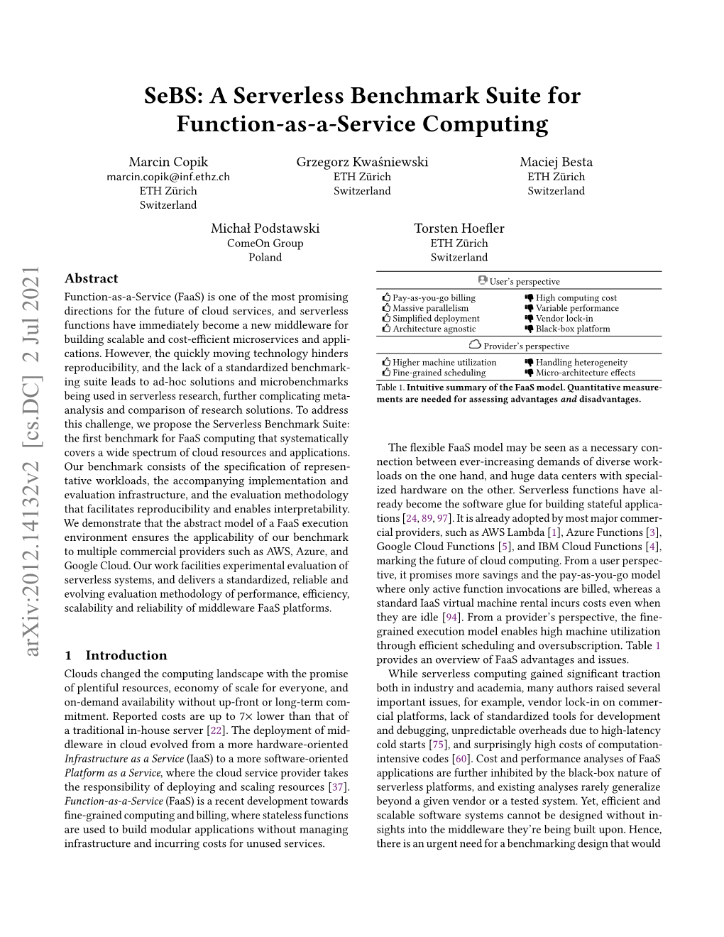 A Serverless Benchmark Suite for Function-As-A-Service Computing