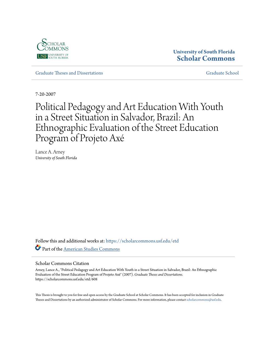 Political Pedagogy and Art Education with Youth in a Street Situation In