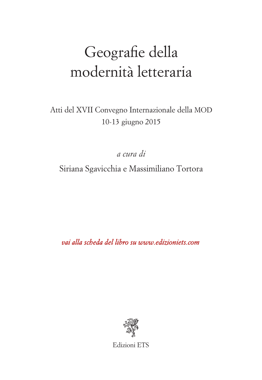 Geografie Della Modernità Letteraria