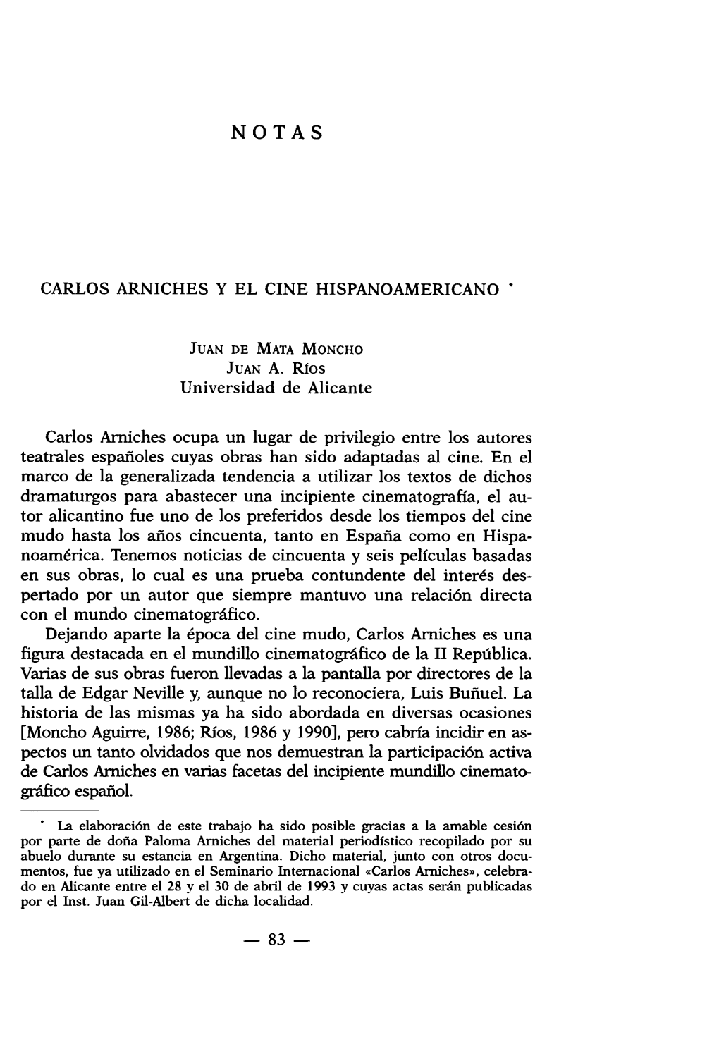 Carlos Arniches Y El Cine Hispanoamericano • Juan De