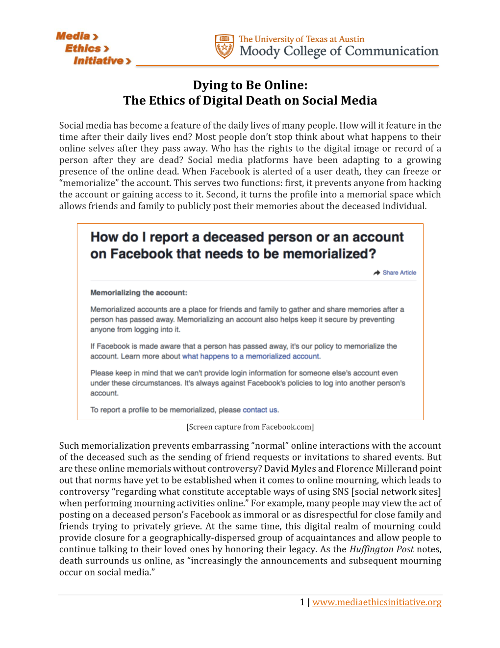 Dying to Be Online: the Ethics of Digital Death on Social Media