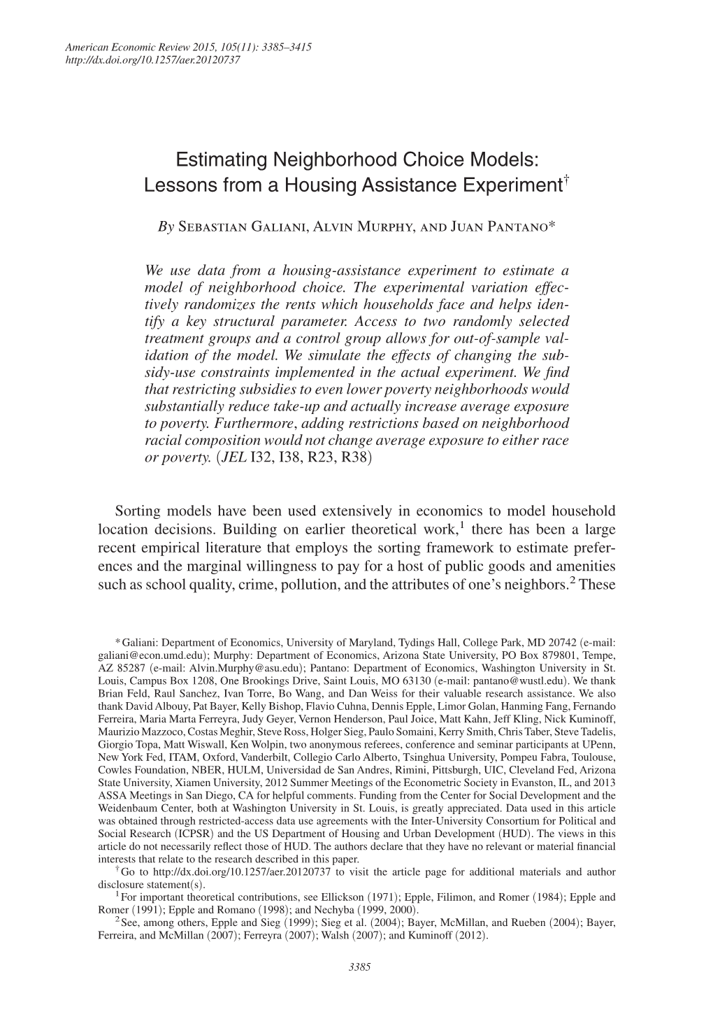 Estimating Neighborhood Choice Models: Lessons from a Housing Assistance Experiment†