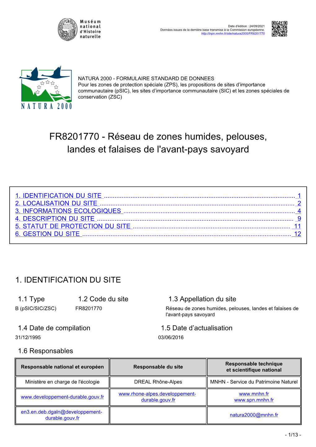 Réseau De Zones Humides, Pelouses, Landes Et Falaises De L'avant-Pays Savoyard