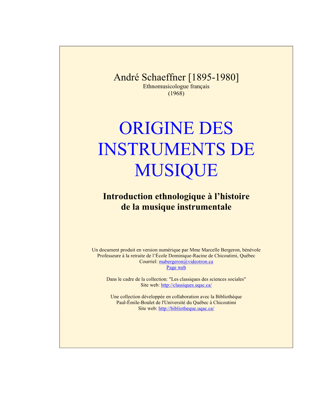 Origine Des Instruments De Musique