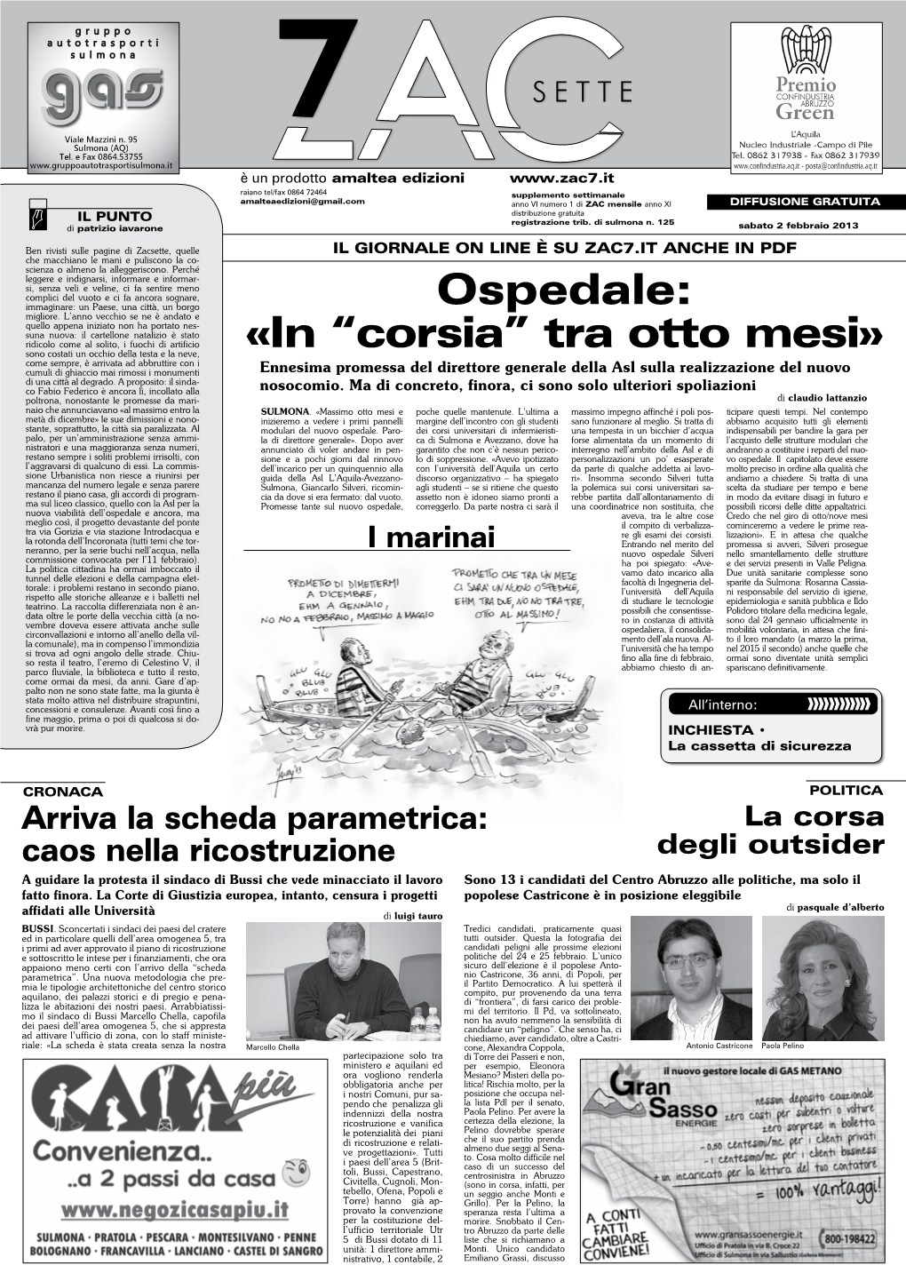 Ospedale: «In “Corsia” Tra Otto Mesi»