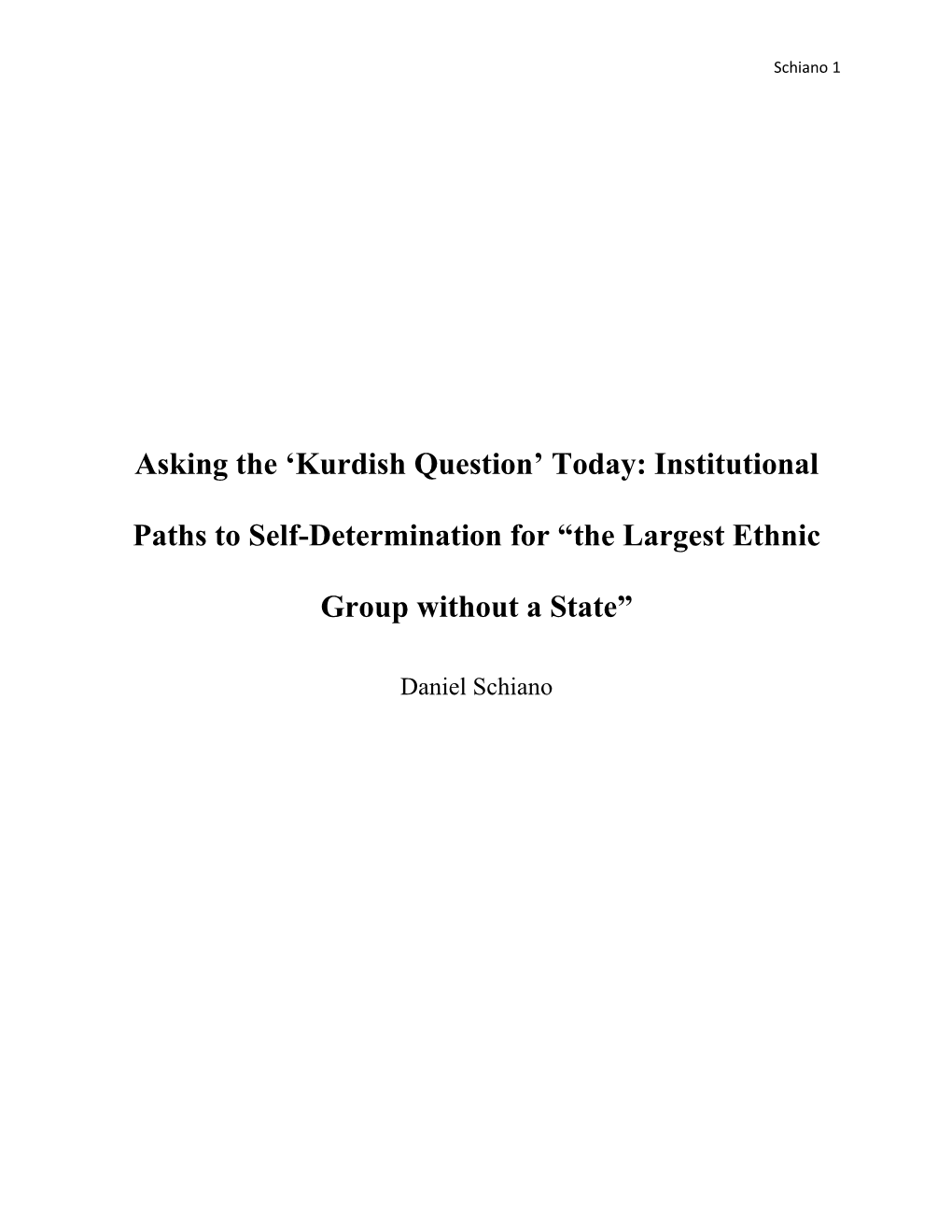 Kurdish Question’ Today: Institutional