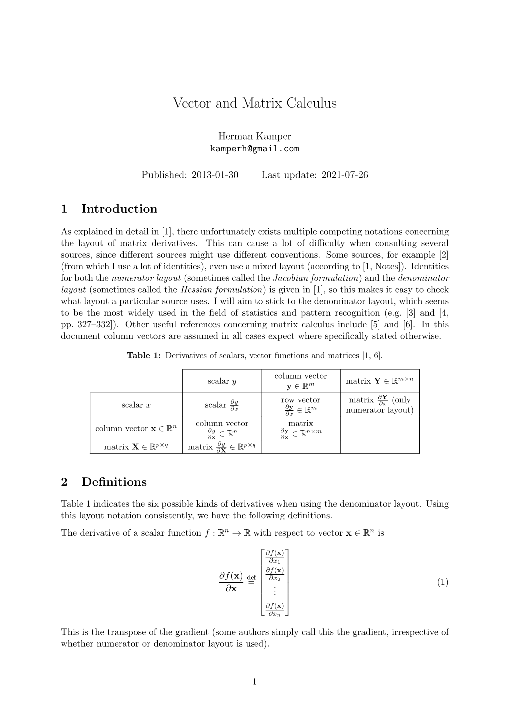 Vector and Matrix Calculus