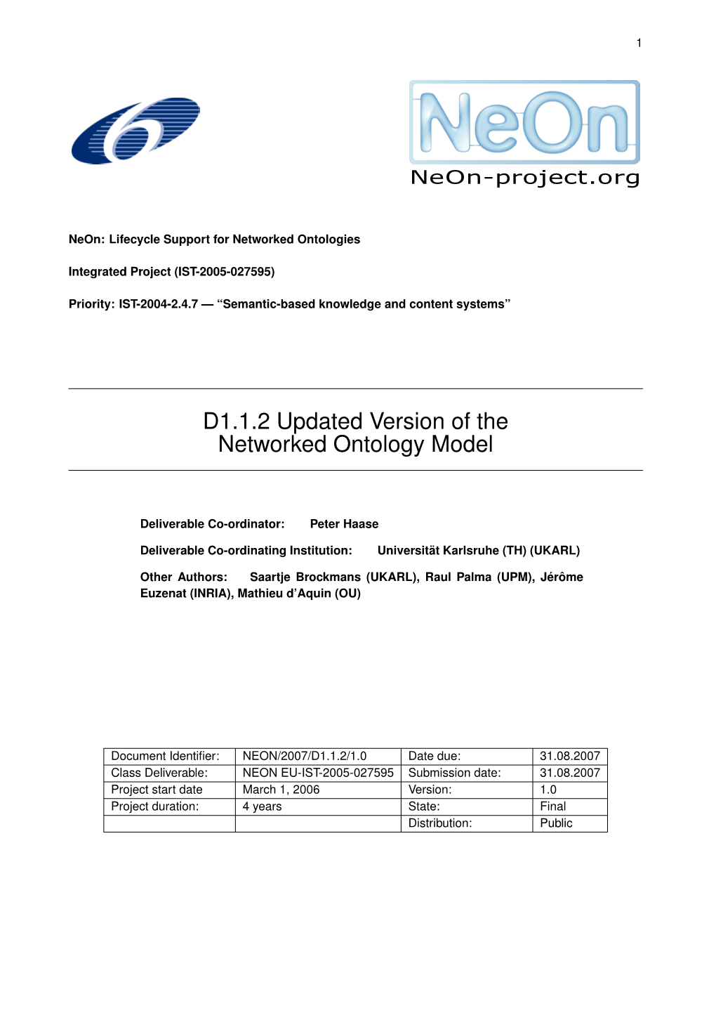 D1.1.2: Networked Ontology Model