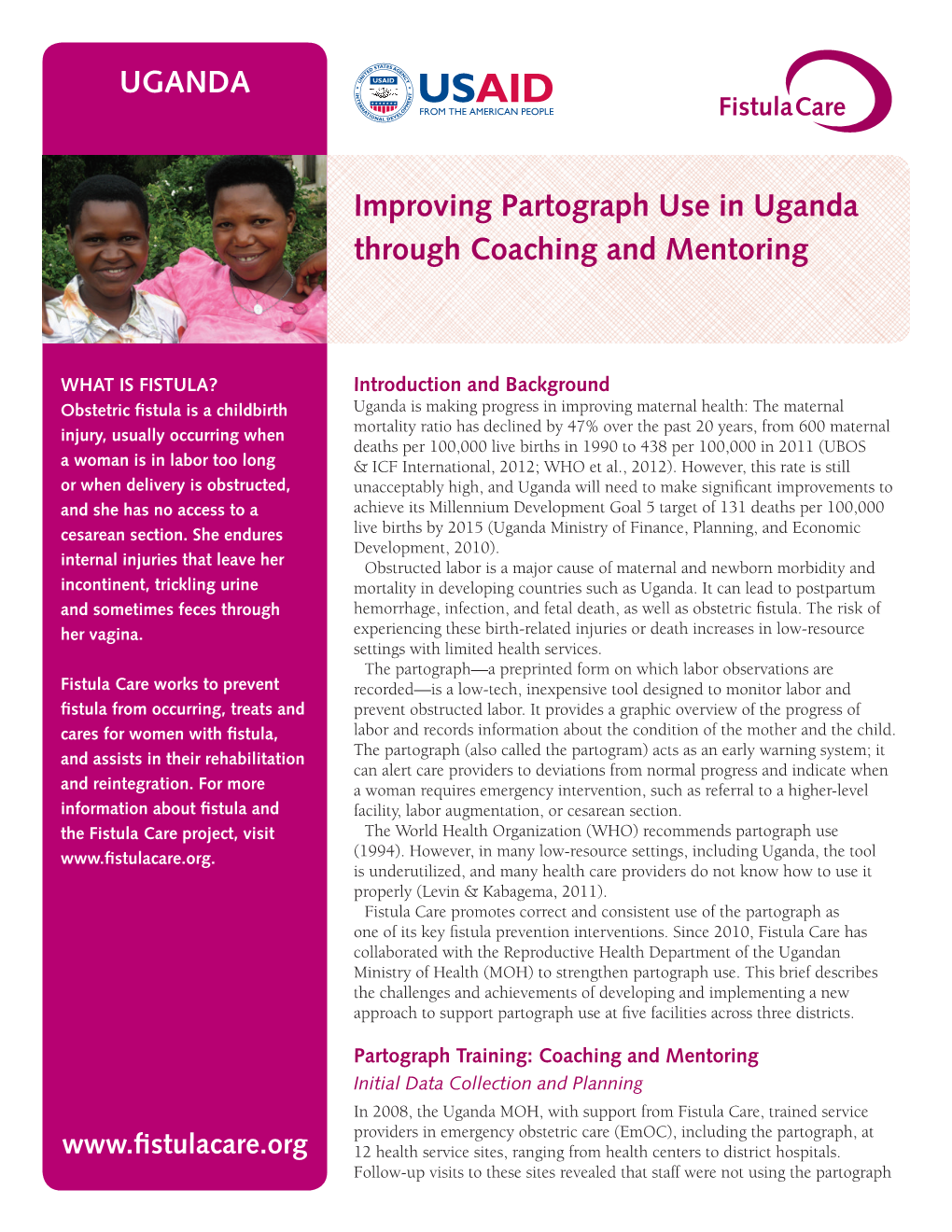 Improving Partograph Use in Uganda Through Coaching and Mentoring UGANDA