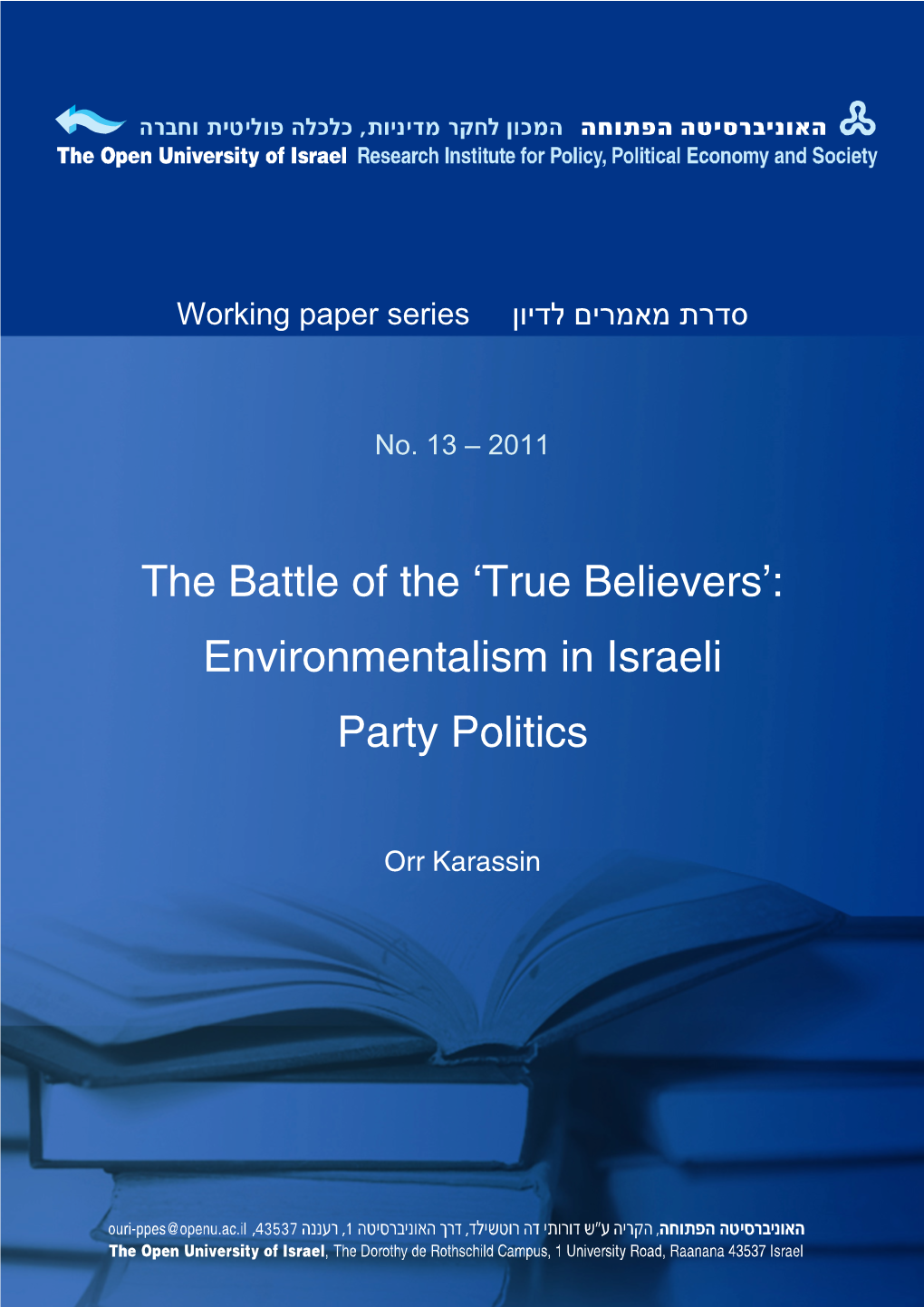 Environmentalism in Israeli Party Politics