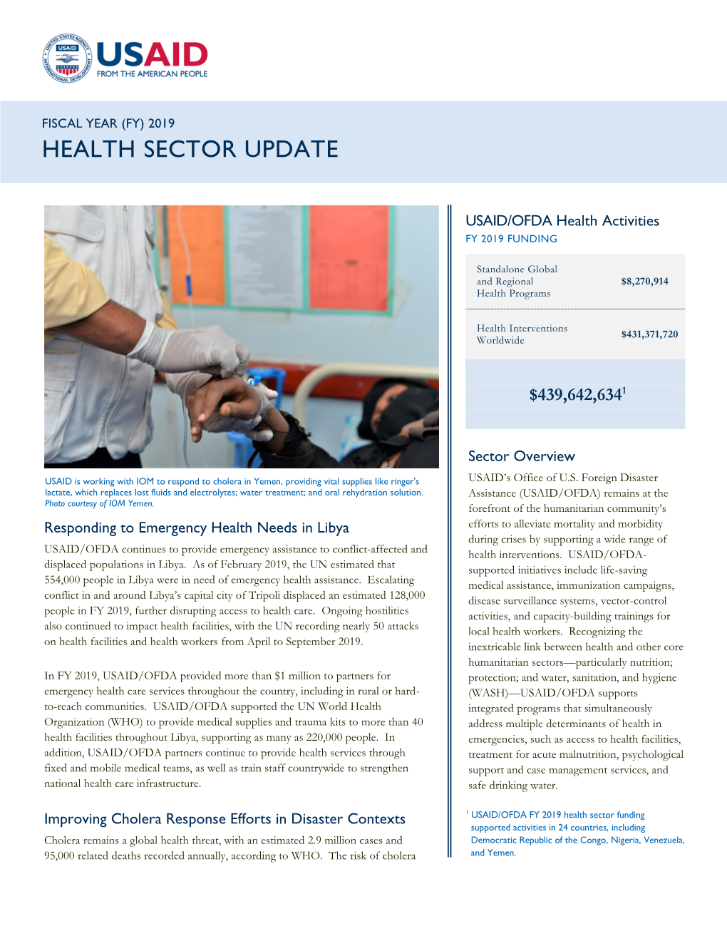 USAID-OFDA Health Sector Update