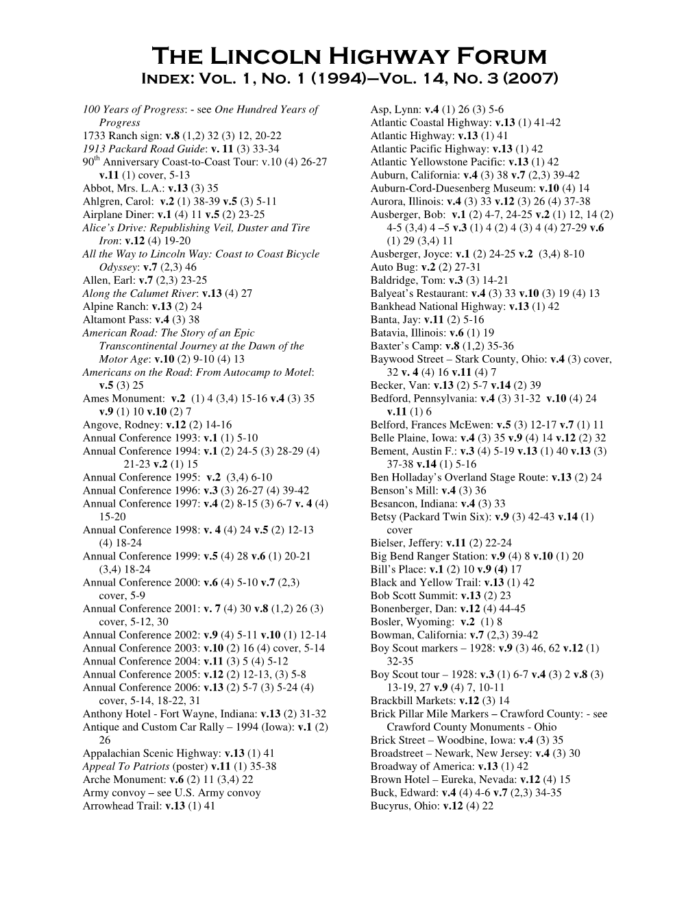 The Lincoln Highway Forum Index: Vol