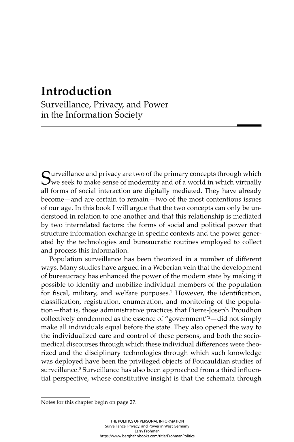 Introduction Surveillance, Privacy, and Power in the Information Society