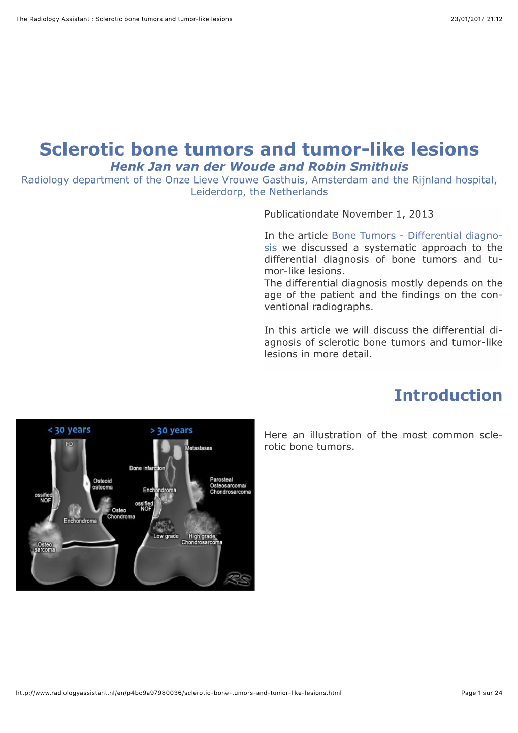 Sclerotic Bone Tumors and Tumor-Like Lesions 23/01/2017 21�12