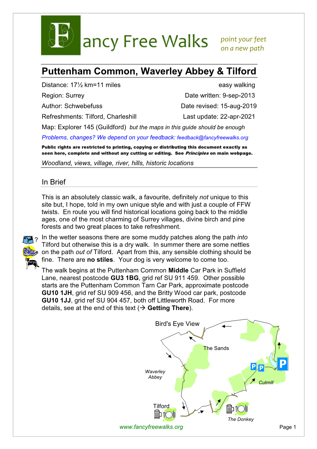 Puttenham Common, Waverley Abbey & Tilford