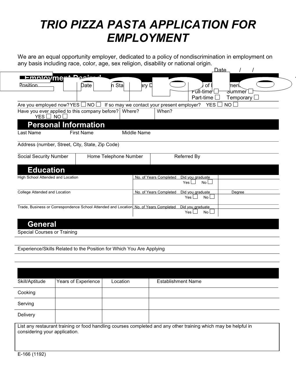 Application for Employment s62