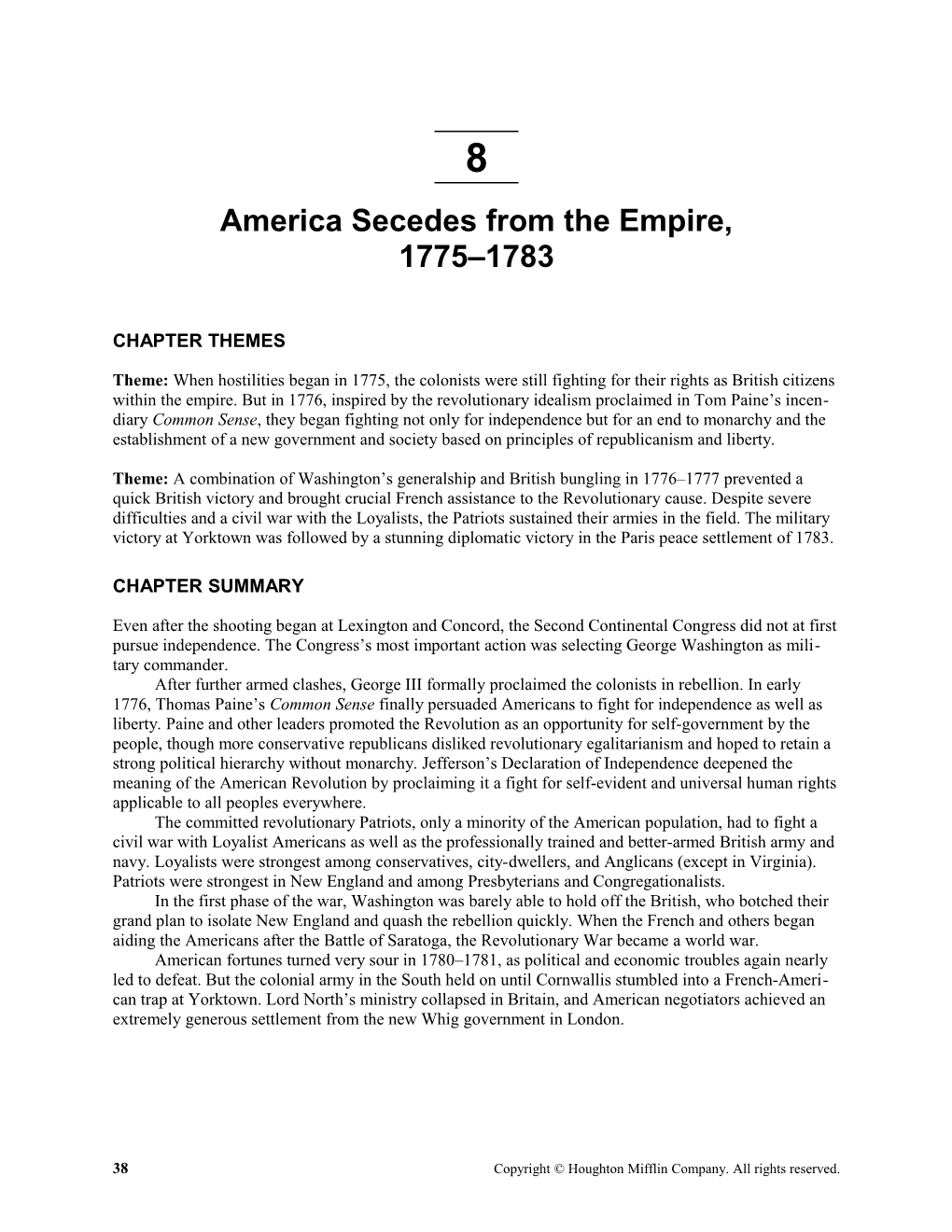 America Secedes from the Empire, 1775-1783