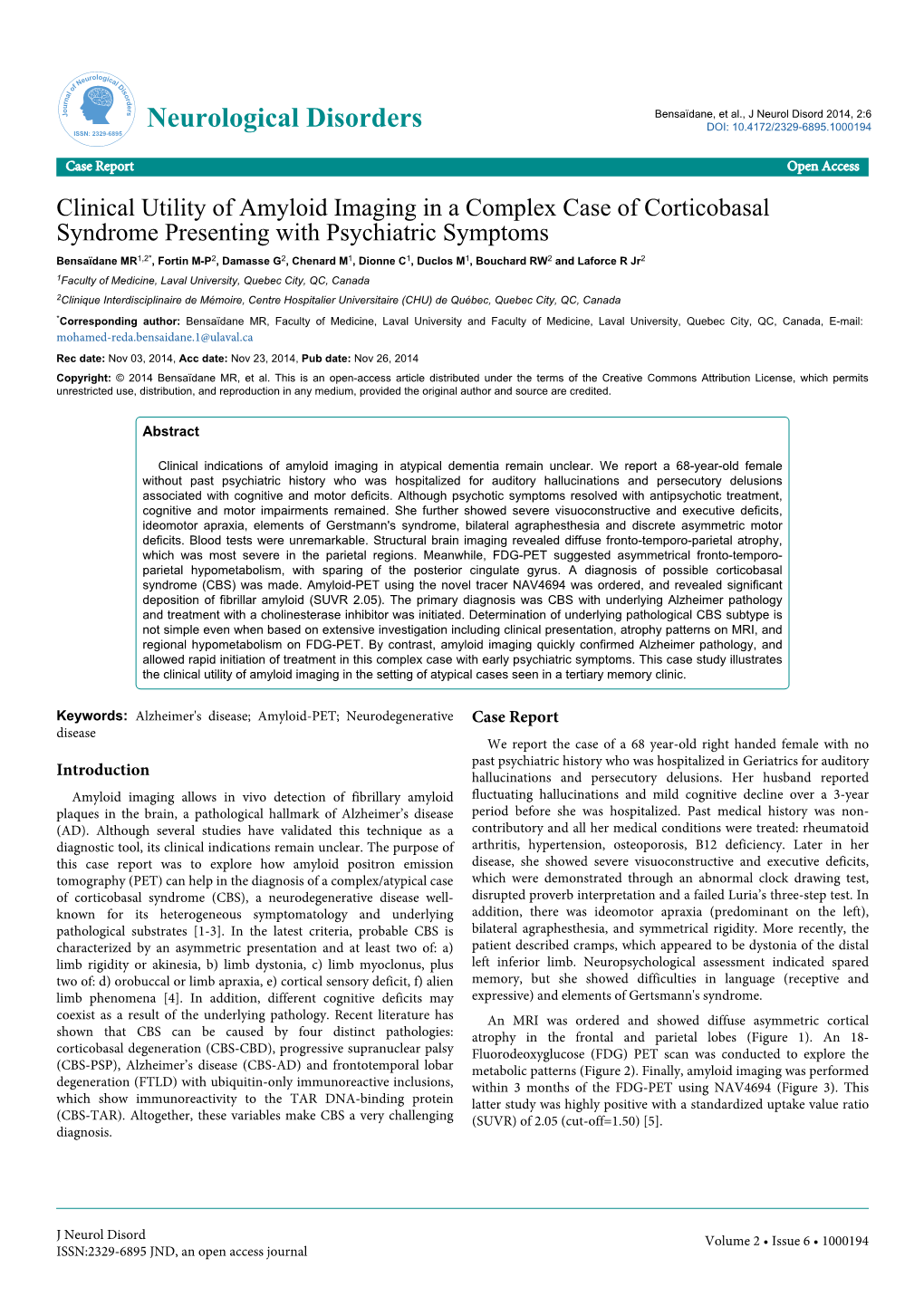 Clinical Utility of Amyloid Imaging in a Complex Case of Corticobasal