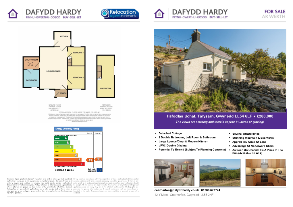 Hafodlas Uchaf, Talysarn, Gwynedd LL54 6LF £280,000