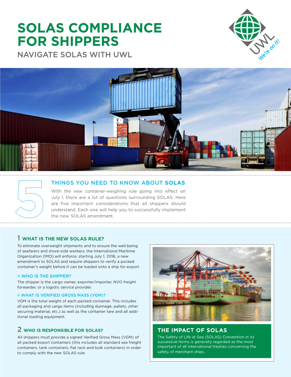 Solas Compliance for Shippers Navigate Solas with Uwl