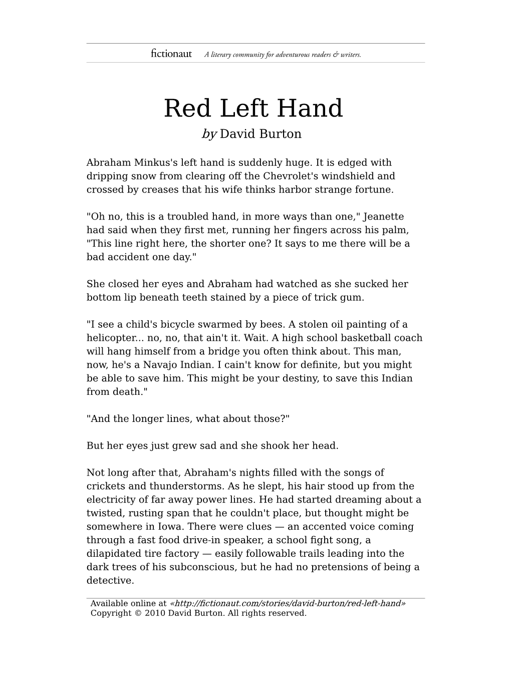 Red Left Hand by David Burton