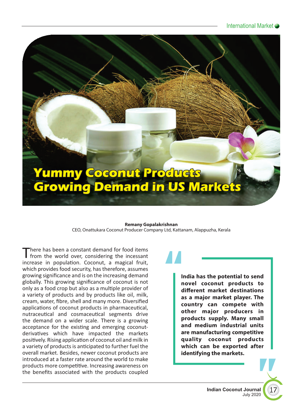 Yummy Coconut Products Growing Demand in US Markets